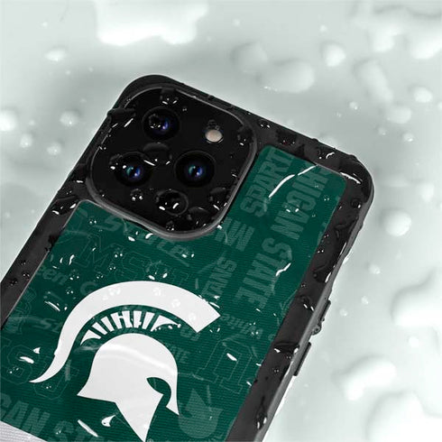 Michigan State University Jersey Split iPhone 15 Pro Waterproof Case